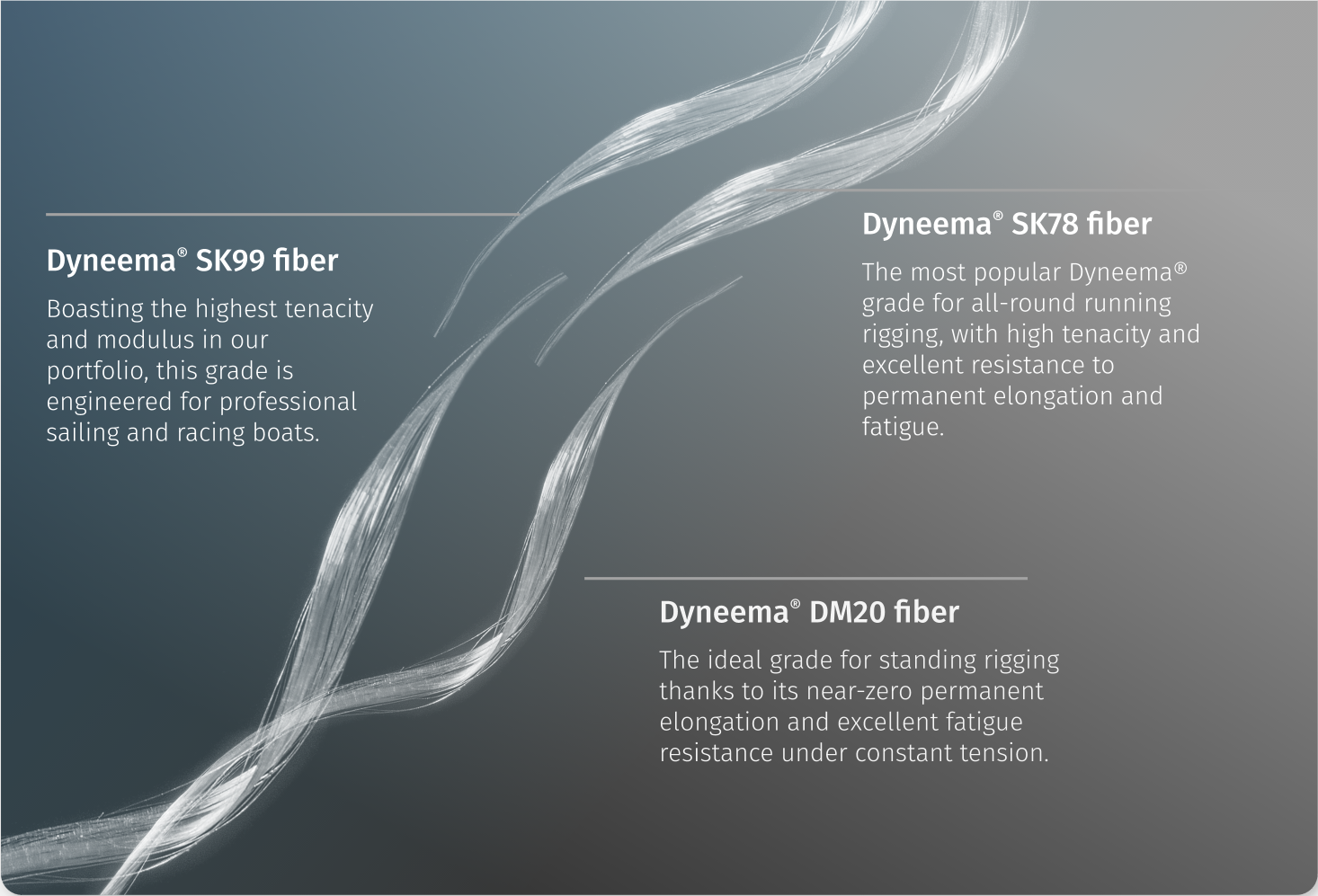 Which Dyneema® grade for which rope — SK99, SK78, DM20 comparison